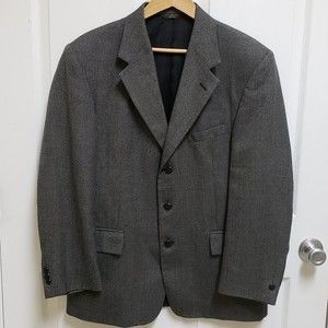 John Henry Men's 42R Gray Suit Coat Jacket Blazer Lined Wool Blend
